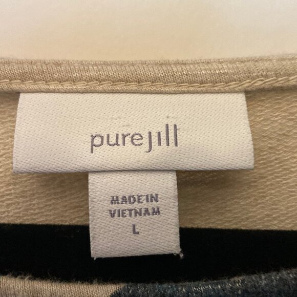 Lovely J.Jill Pure Jill Teal Blue Tan Tunic Boatneck Large - Picture 8 of 10